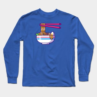 Noodle Egg With Chopstick Cartoon Long Sleeve T-Shirt